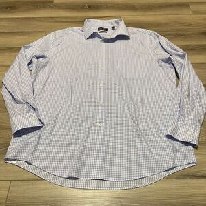 Ralph Lauren Black Label Blue Gingham Check‎ Plaid Long Slv Button Up Men XL